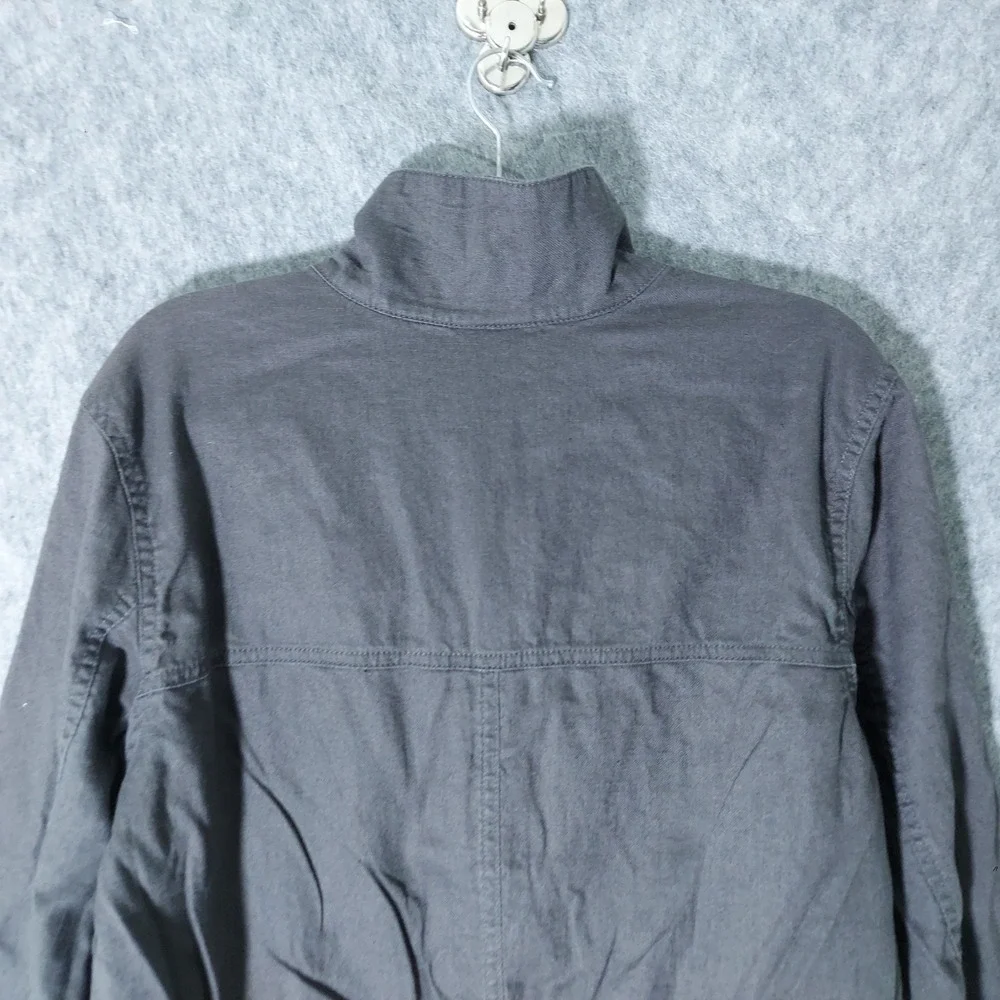 Columbia Women Jacket XL Grey‎ Hemp Cotton Utility Field Cinched Waist Zip Front